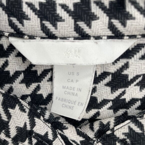 H&M Women's Houndstooth Long Sleeve Collared Button Down Blouse Top Small - Picture 10 of 13